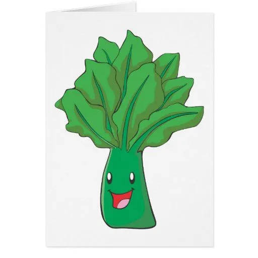 Dibujo animado feliz de la verdura de la espinaca tarjeta de ...