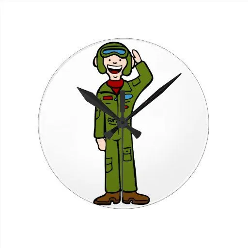Dibujo animado del hombre de la fuerza aérea de la reloj redondo ...