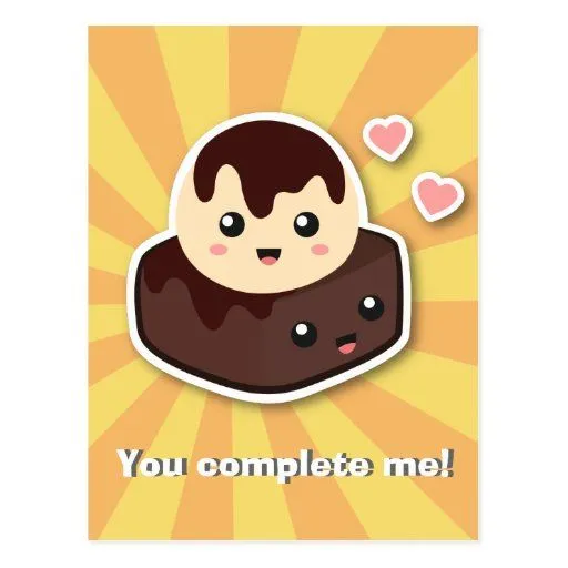 Dibujo animado de Kawaii de la crema y del brownie Tarjeta Postal ... Dibujo animado de Kawaii de la crema y del brownie Tarjeta Postal ...