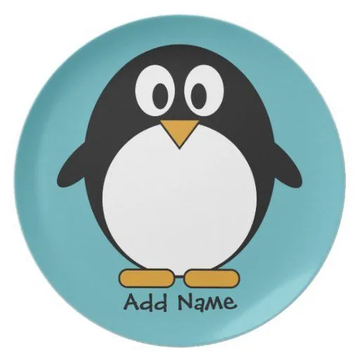 Dibujo animado lindo del pingüino con el área para platos de ... Dibujo animado lindo del pingüino con el área para platos de ...