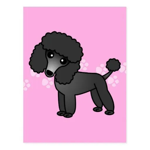 Dibujo animado negro lindo del caniche - Pawprint Tarjeta Postal ...