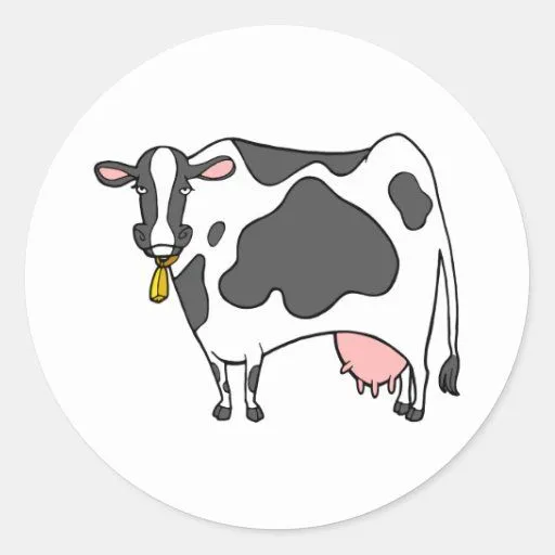 Dibujo animado de la vaca lechera etiqueta de Zazzle. Dibujo animado de la vaca lechera etiqueta de Zazzle.