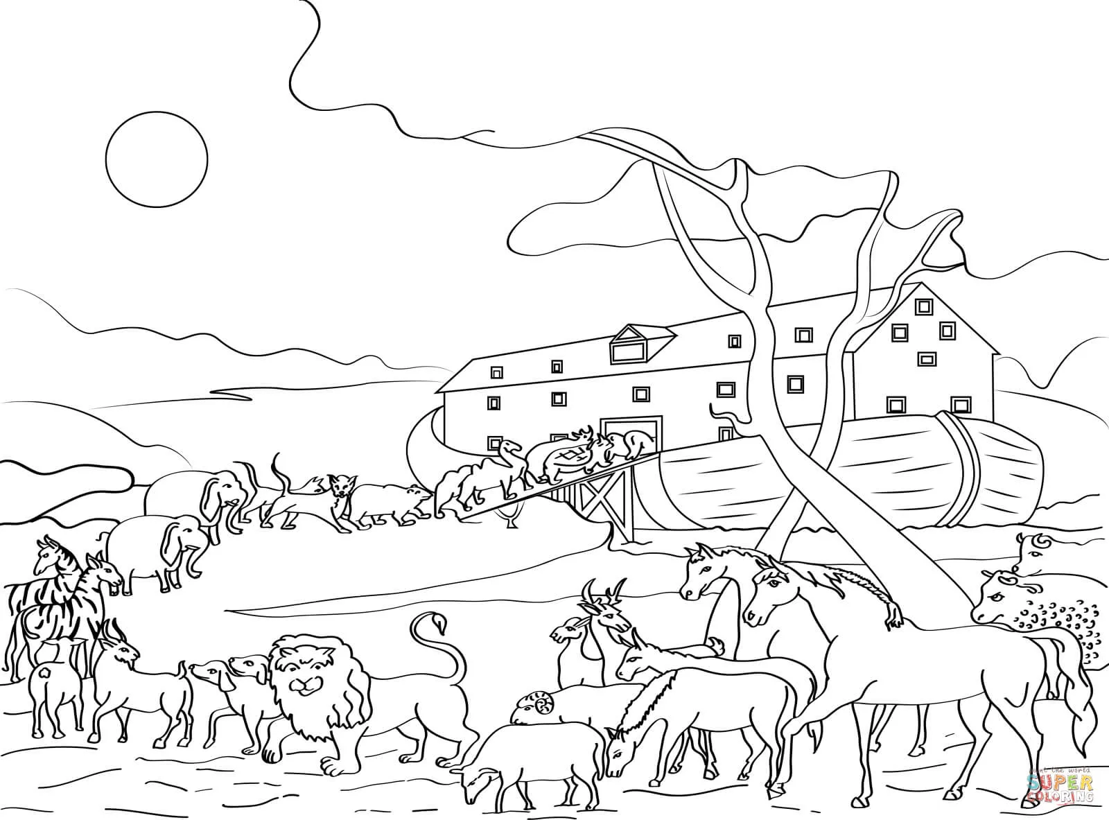 Dibujo de Los animales llenan el arca de Noé para colorear ... Dibujo de Los animales llenan el arca de Noé para colorear ...