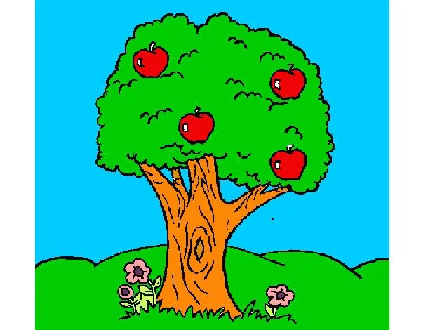 Dibujo de ARBOL CON MANZANAS Y FLORES pintado por Emmav en Dibujos ...