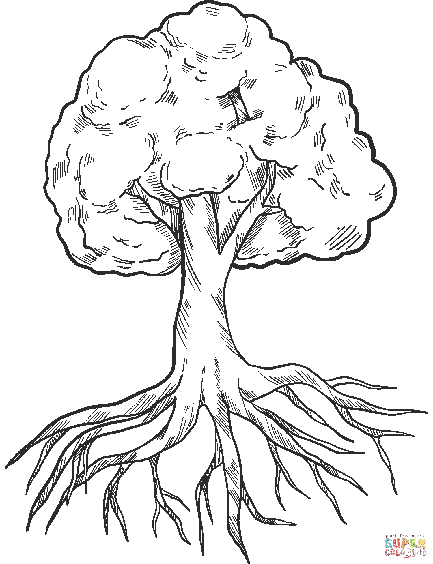 Dibujo de árbol con raíces para colorear | Dibujos para colorear imprimir gratis Dibujo de árbol con raíces para colorear | Dibujos para colorear imprimir gratis