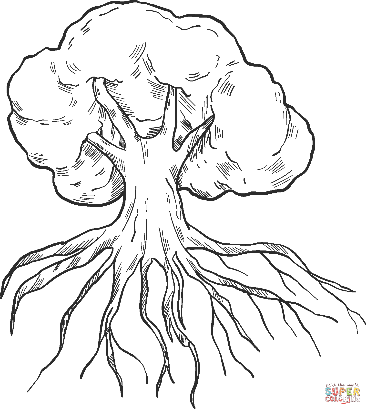 Dibujo de árbol con raíces para colorear | Dibujos para colorear imprimir gratis Dibujo de árbol con raíces para colorear | Dibujos para colorear imprimir gratis