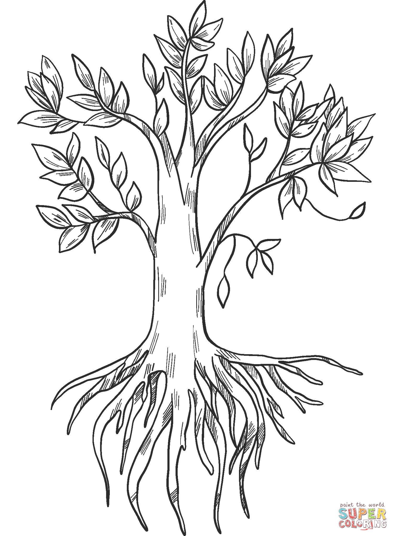 Dibujo de árbol con raíces para colorear | Dibujos para colorear imprimir gratis Dibujo de árbol con raíces para colorear | Dibujos para colorear imprimir gratis