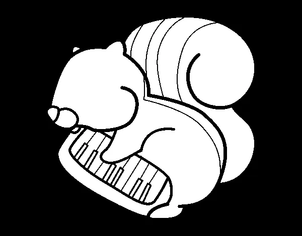 Dibujo de Ardilla pianista para Colorear - Dibujos.net Dibujo de Ardilla pianista para Colorear - Dibujos.net