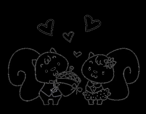 Dibujo de Ardillas enamoradas para Colorear - Dibujos.net Dibujo de Ardillas enamoradas para Colorear - Dibujos.net