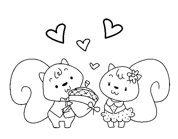 Dibujo de Ardillas enamoradas para Colorear - Dibujos.net Dibujo de Ardillas enamoradas para Colorear - Dibujos.net