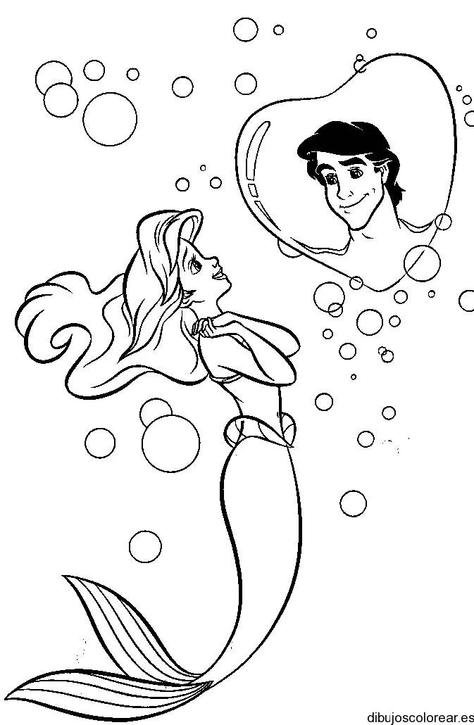 Dibujo de Ariel y su amado | Dibujos para Colorear Dibujo de Ariel y su amado | Dibujos para Colorear