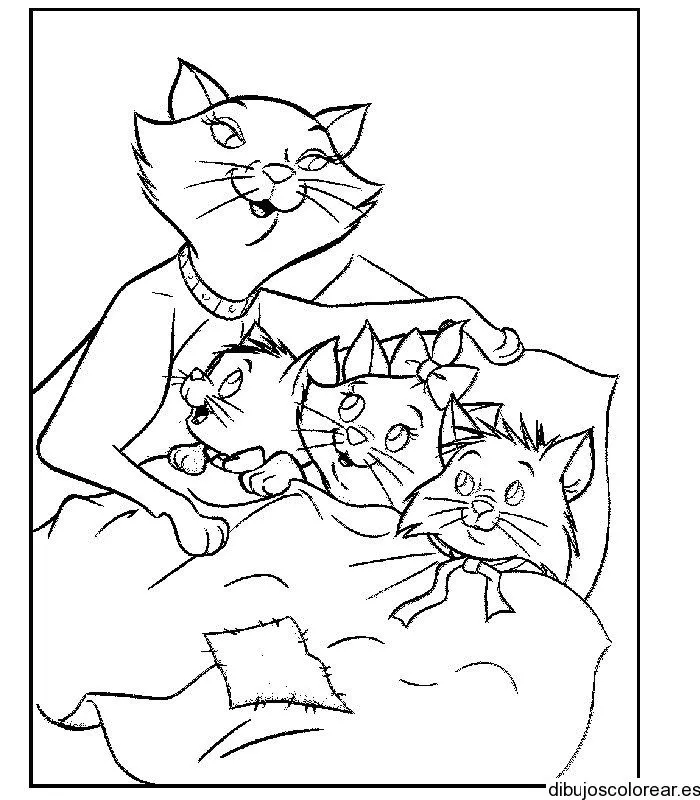 Dibujo de los Aristogatos a dormir | Dibujos para Colorear