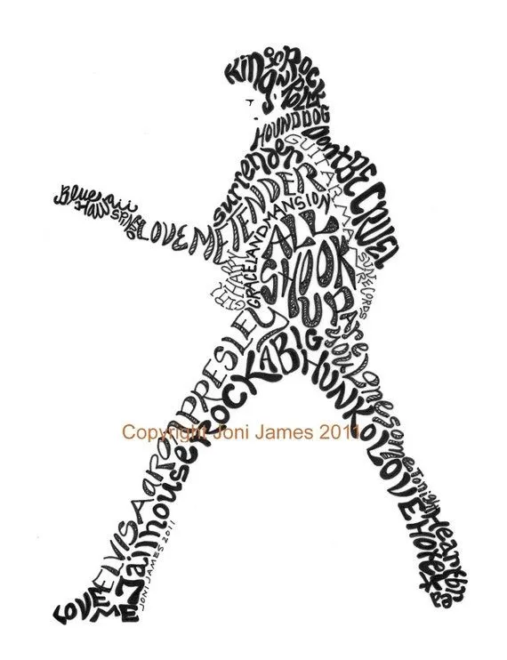 Dibujo arte Caligrama tipografía Elvis Presley por CalligramORama Dibujo arte Caligrama tipografía Elvis Presley por CalligramORama