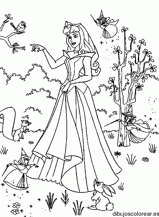 Dibujo de Aurora y el hada madrina | Dibujos para Colorear Dibujo de Aurora y el hada madrina | Dibujos para Colorear