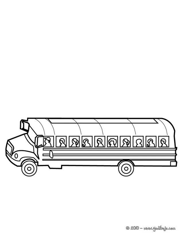 dibujo de un autobus escolar con alumnos para colorear - Dibujos ...
