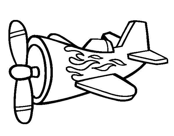 Dibujo de Avión con llamas para Colorear - Dibujos.net Dibujo de Avión con llamas para Colorear - Dibujos.net