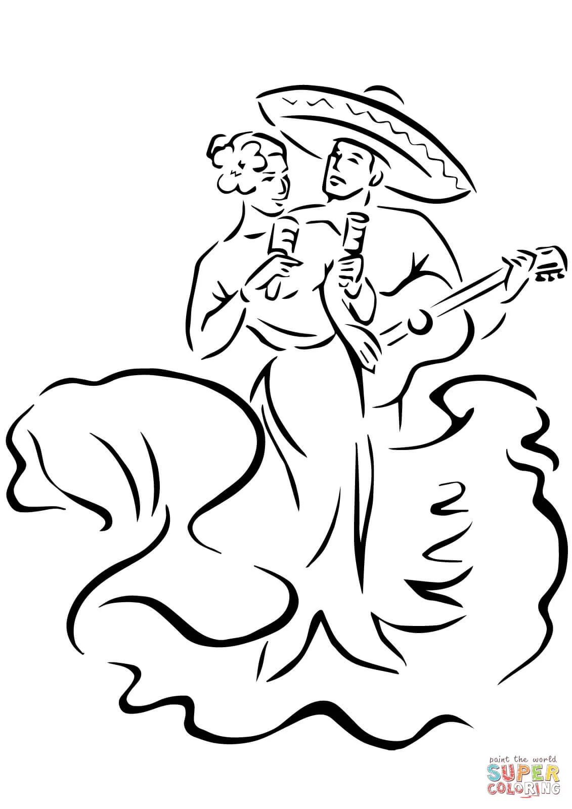 Dibujo de Bailes Tradicionales del Cinco de Mayo para colorear | Dibujos para colorear imprimir gratis Dibujo de Bailes Tradicionales del Cinco de Mayo para colorear | Dibujos para colorear imprimir gratis