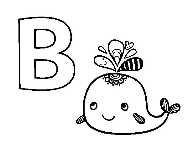Dibujo de B de Ballena para Colorear - Dibujos.net Dibujo de B de Ballena para Colorear - Dibujos.net