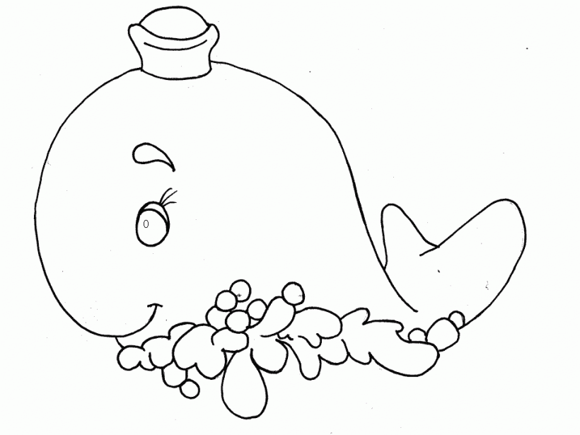 Dibujo de Ballena con Gorrito ~ Dibujos para Colorear Infantil