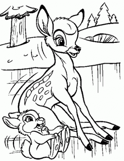 Dibujo de Bambi y Tambor para colorear. Dibujos infantiles de ...