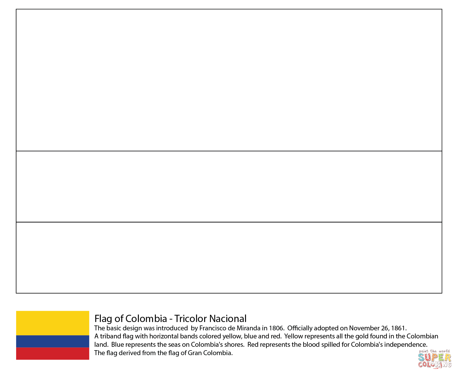 Dibujo de Bandera de Colombia para colorear | Dibujos para ... Dibujo de Bandera de Colombia para colorear | Dibujos para ...