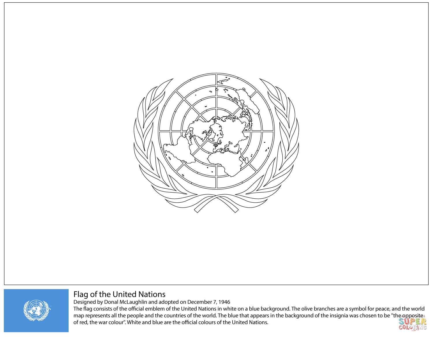 Dibujo de Bandera de la ONU para colorear | Dibujos para colorear imprimir gratis Dibujo de Bandera de la ONU para colorear | Dibujos para colorear imprimir gratis