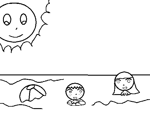 Dibujo de Bañistas en la playa para Colorear - Dibujos.net