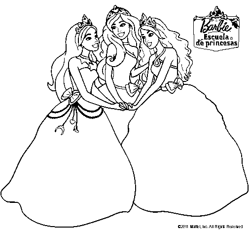 Dibujo de Barbie y sus amigas princesas para Colorear - Dibujos.net