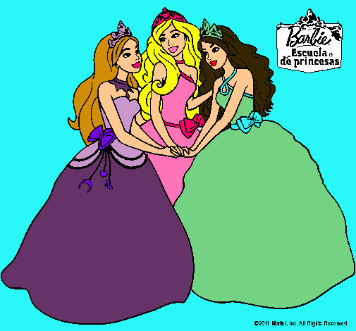 Dibujo de Barbie y sus amigas princesas pintado por Pastel en ...