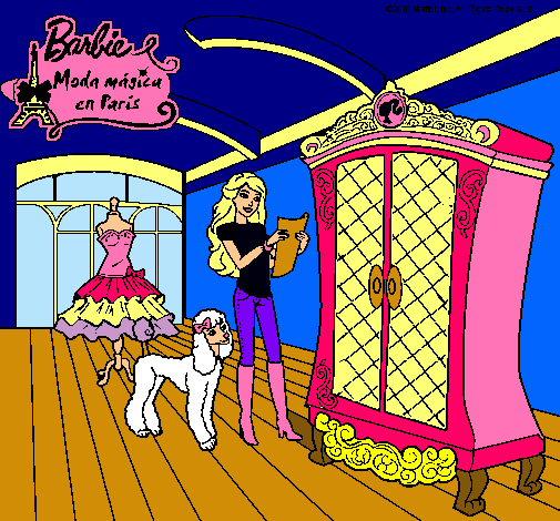 Dibujo de Barbie delante del armario pintado por Chamarra en ...