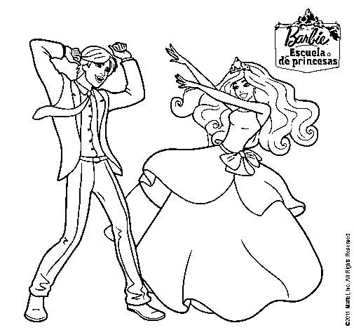 Dibujo de Barbie bailando con un amigo para Colorear - Dibujos.net Dibujo de Barbie bailando con un amigo para Colorear - Dibujos.net