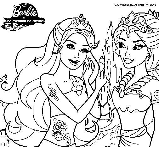 Dibujo de Barbie se despiede de la reina sirena para Colorear ... Dibujo de Barbie se despiede de la reina sirena para Colorear ...
