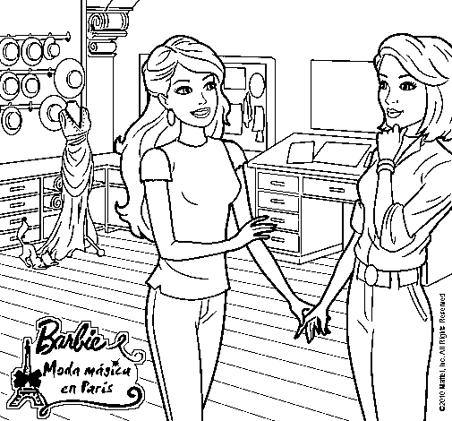 Dibujo de Barbie con la diseñadora de moda para Colorear - Dibujos.net