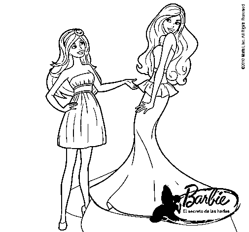 Dibujo de Barbie estrena vestido para Colorear - Dibujos.net Dibujo de Barbie estrena vestido para Colorear - Dibujos.net
