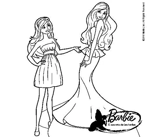 Dibujo de Barbie estrena vestido para Colorear - Dibujos.net