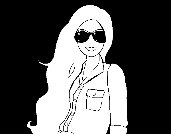 Dibujo de Barbie con gafas de sol para Colorear Dibujo de Barbie con gafas de sol para Colorear