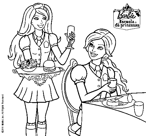 Dibujo de Barbie en la hamburguesería para Colorear - Dibujos.net