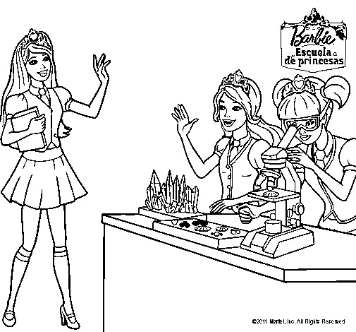 Dibujo de Barbie en el laboratio para Colorear Dibujo de Barbie en el laboratio para Colorear