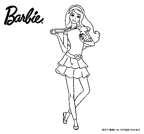 Dibujo de Barbie y su mascota para Colorear - Dibujos.net Dibujo de Barbie y su mascota para Colorear - Dibujos.net