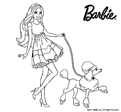 Dibujo de Barbie paseando a su mascota para Colorear - Dibujos.net Dibujo de Barbie paseando a su mascota para Colorear - Dibujos.net