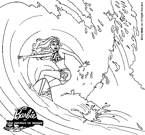 Dibujo de Barbie practicando surf para Colorear - Dibujos.net Dibujo de Barbie practicando surf para Colorear - Dibujos.net