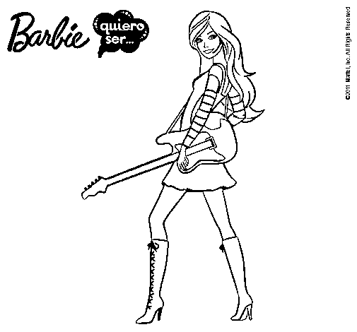Dibujo de Barbie la rockera para Colorear - Dibujos.net Dibujo de Barbie la rockera para Colorear - Dibujos.net