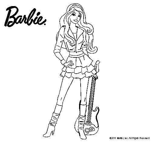 Dibujo de Barbie rockera para Colorear - Dibujos.net