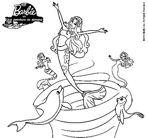 Dibujo de Barbie sirena contenta para Colorear - Dibujos.net Dibujo de Barbie sirena contenta para Colorear - Dibujos.net