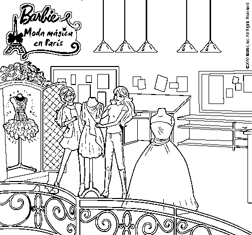 Dibujo de Barbie en la tienda para Colorear - Dibujos.net