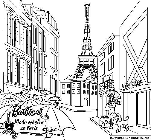 Dibujo de Barbie en la Torre Eiffel para Colorear - Dibujos.net Dibujo de Barbie en la Torre Eiffel para Colorear - Dibujos.net
