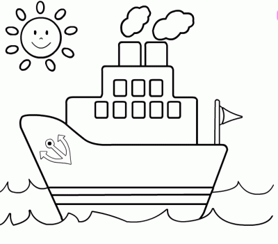 Dibujo de Barco infantil. Dibujo para colorear de Barco infantil ... Dibujo de Barco infantil. Dibujo para colorear de Barco infantil ...
