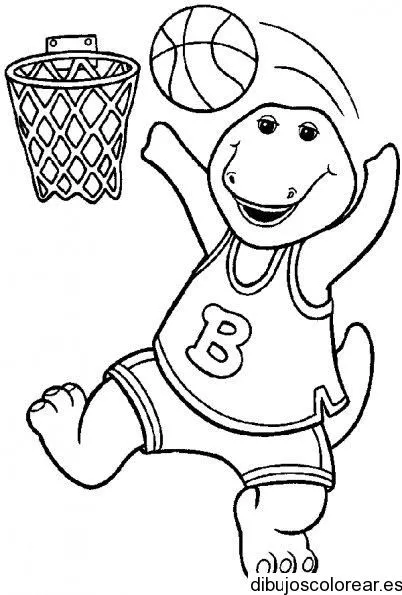 Dibujo de Barney jugando al basquet ball | Dibujos para Colorear