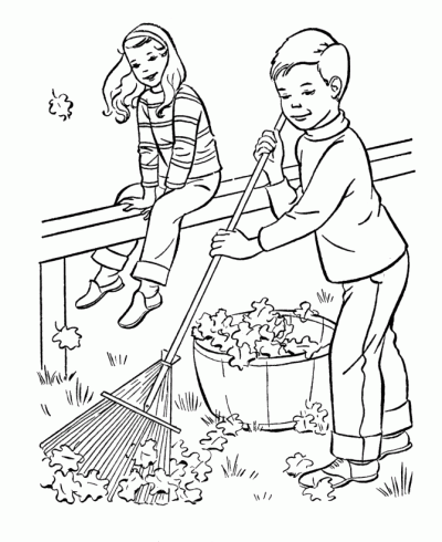 Dibujo de Barriendo hojas. Dibujo para colorear de Barriendo hojas ... Dibujo de Barriendo hojas. Dibujo para colorear de Barriendo hojas ...