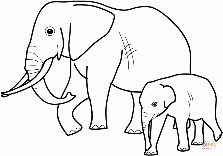 Dibujo de Bebé Elefante con su Mamá, Dibujo para colorear | Dibujos para colorear imprimir gratis Dibujo de Bebé Elefante con su Mamá, Dibujo para colorear | Dibujos para colorear imprimir gratis
